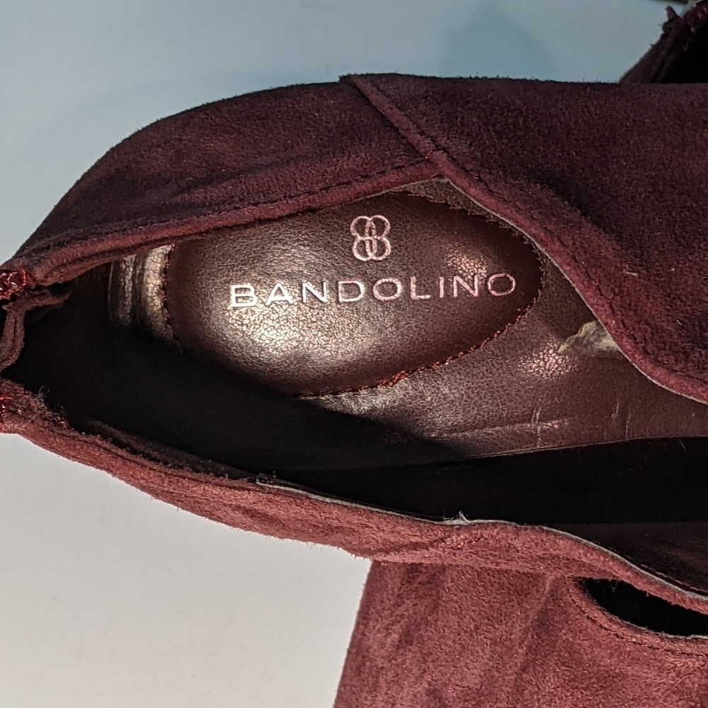 Bandolino Dark Buegundy Suede Heeled Low Cut Booties Size 9 - Picture 6 of 7